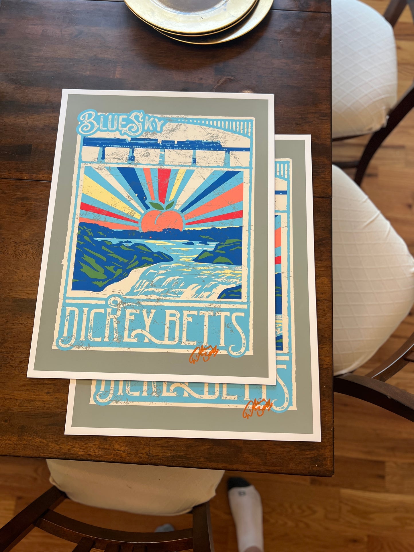 Screen Printed Blue Sky Poster