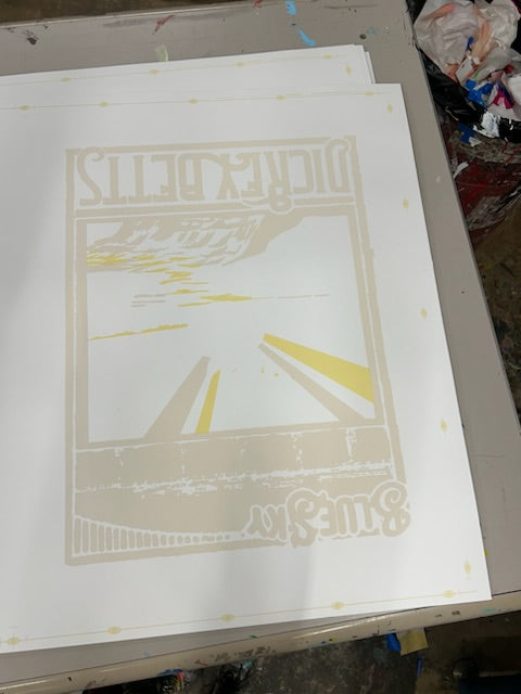 Screen Printed Blue Sky Poster
